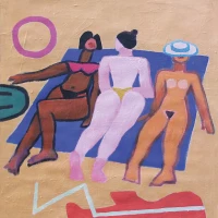 img 0957.psd  3 auf strandtuch   40x40   acryl auf papier   2016  